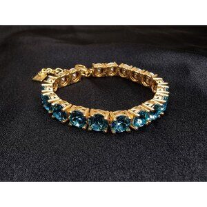 Park Lane Turquoise Color Tennis Bracelet Gold-Tone Oval-Cut Crystal